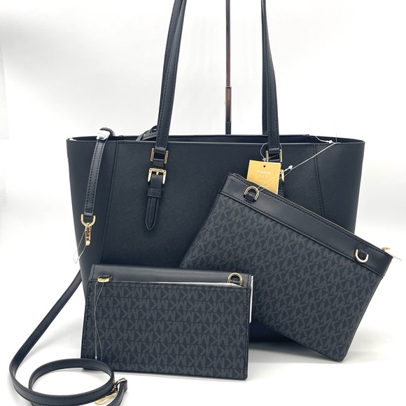 Michael Kors Large Charlotte 3 in 1 Tote Bag Black - Picture 7 of 16